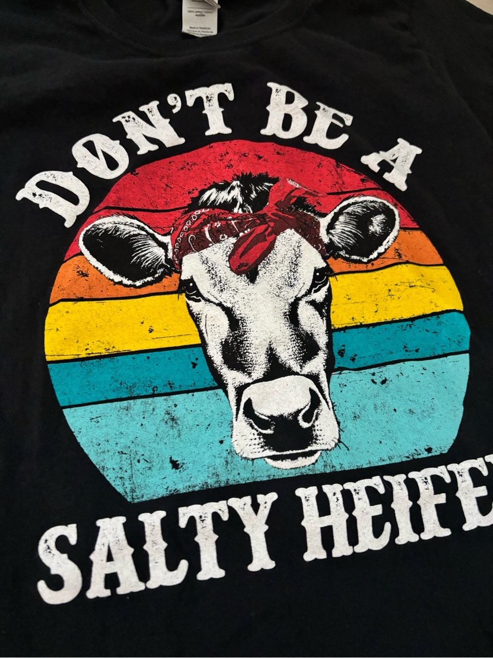 Ladies small fitted Tee Cow Graphic
